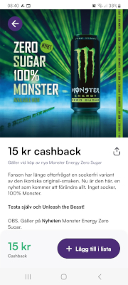 skärmdump från Rabble visar möjlighet att få gratis Monster Energy Drink (240211)