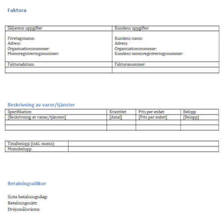 Gratis fakturamallar