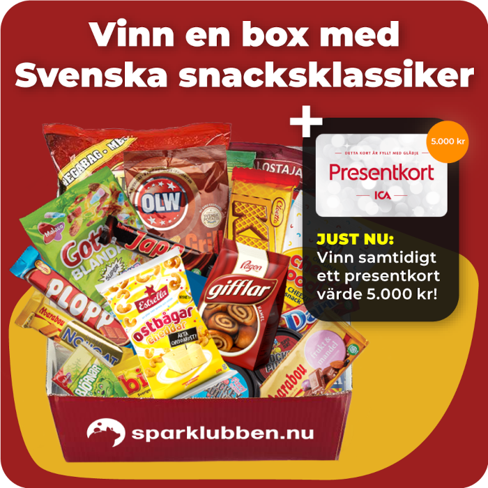en fylld snackbox med godis, chips och choklad
